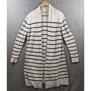 Old Navy Sweater Women's Cardigan Gray Long Sleeve Black Stripe Detail Size SP